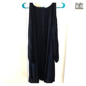 Cold shoulder swing dress with pleated front